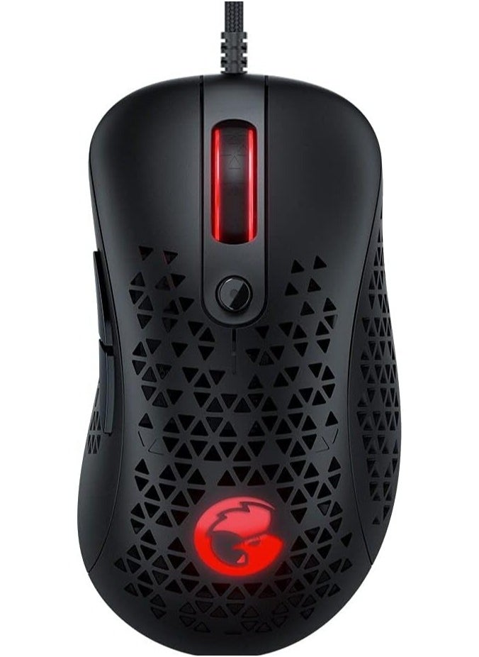 Gamesir Gm500 Ultralight Ergonomic Gaming Mouse With Strong Skeleton Design, Featherweight Braided Cable, 3 Types Led Effects, Compatible With Windows Pc (Windows 7 Or Later)  Macos - Black