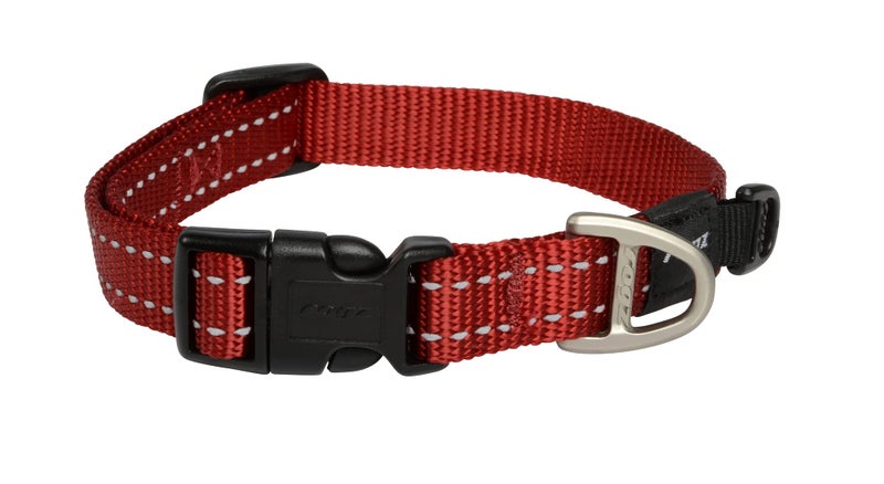 Rogz Reflective Dog Collar for Medium Dogs, Adjustable from 12-17 inches, Red - Image 1