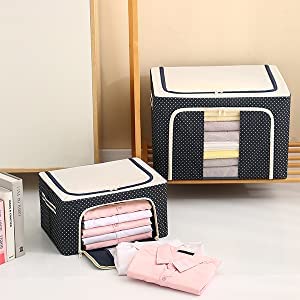 DIOXIT Clothes Storage Box Multi 66 Litre Rectangular Foldable Clothes Storage Boxbin Boxes Extra Foldable Stackable Container OrganizerCloth Storage Bags with Zip Pack Of 2 2 - Image 4