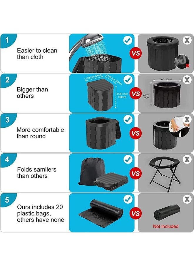 Arabest - Portable Camping Toilet, Portable Folding Toilet with Lid, Waterproof Potty Car Toilet Adult Portable Potty, Camping Travel Toilet Hiking Boat Trip Beach - Image 1