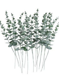 Generic Eucalyptus Leaves 20pcs Artificial Stems Real Grey, Green Touch Branches for Home Office Centerpiece Wedding Banquet Flower Arrangement Decoration  - Image 1