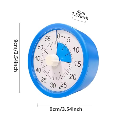 The AutoStory 60 Minute Visual Timer Clock – Silent Countdown Timer for Kids & Adults | Time Management for Classroom, Kitchen, Study, Office, ADHD, Homeschool, Tasks & Games (Round, Blue) - Image 2