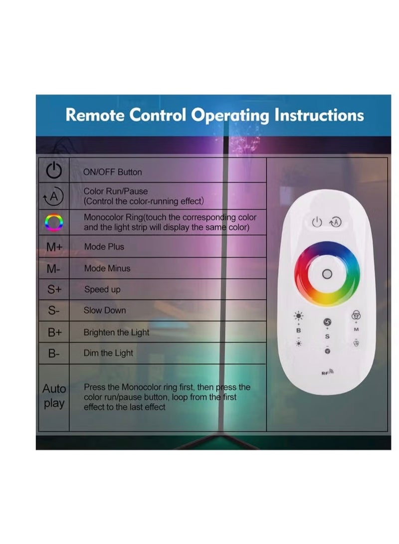 أميناك مصباح أرضي للزاوية RGB، مصابيح AMINAC الحديثة المتغيرة الألوان، مصباح قائم بطول 140 سم مع جهاز تحكم عن بعد - Image 3