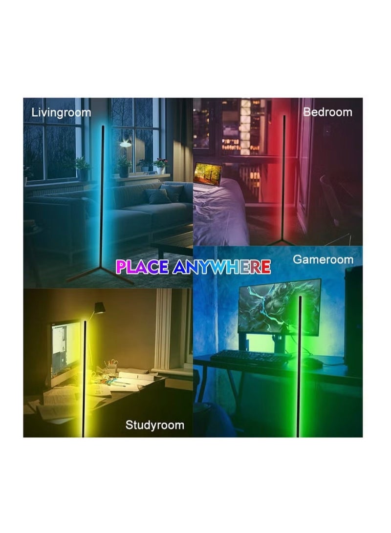 أميناك مصباح أرضي للزاوية RGB، مصابيح AMINAC الحديثة المتغيرة الألوان، مصباح قائم بطول 140 سم مع جهاز تحكم عن بعد - Image 5