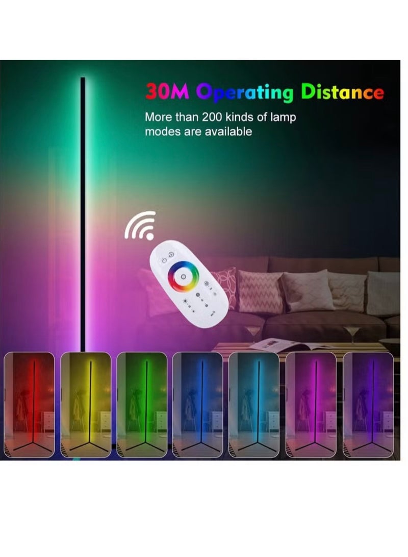 أميناك مصباح أرضي للزاوية RGB، مصابيح AMINAC الحديثة المتغيرة الألوان، مصباح قائم بطول 140 سم مع جهاز تحكم عن بعد - Image 4