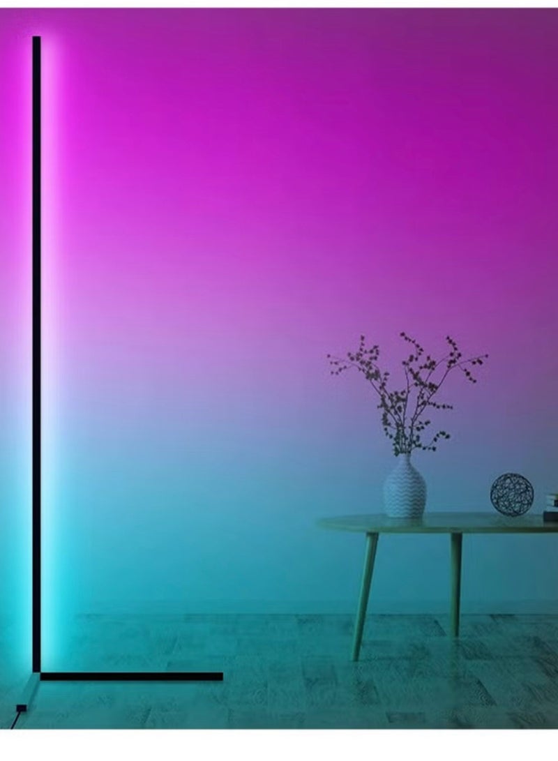 أميناك مصباح أرضي للزاوية RGB، مصابيح AMINAC الحديثة المتغيرة الألوان، مصباح قائم بطول 140 سم مع جهاز تحكم عن بعد - Image 1