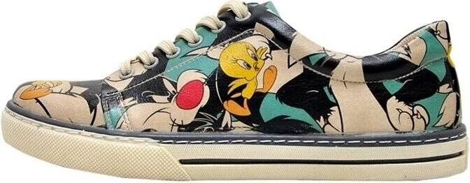 Dogo Catch Me If You Can Tweety Design Printed Vegan Shoes