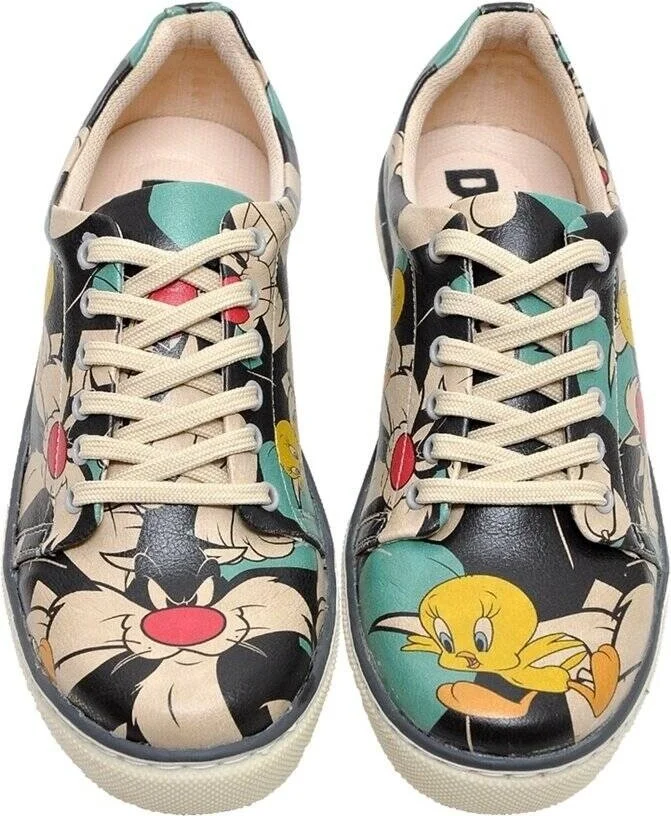 Dogo Catch Me If You Can Tweety Design Printed Vegan Shoes
