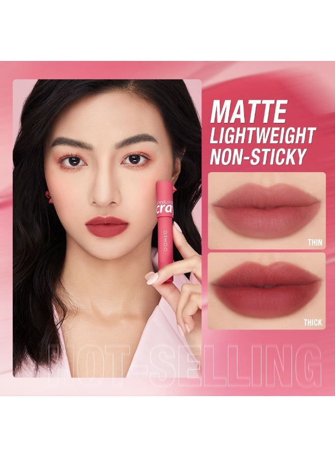 OTWOO O.TWO.O Creamy Matte Crayon Lipstick – Smooth, Long-Lasting Matte Finish (#2, BEANS) - Image 4