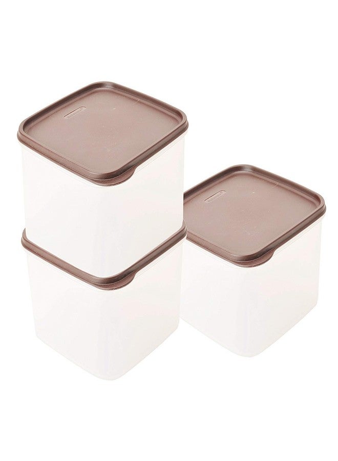 Mahaware Modular Square Plastic Kitchen Container Set, 2.5 litre, Set of 3, Brown - Image 1