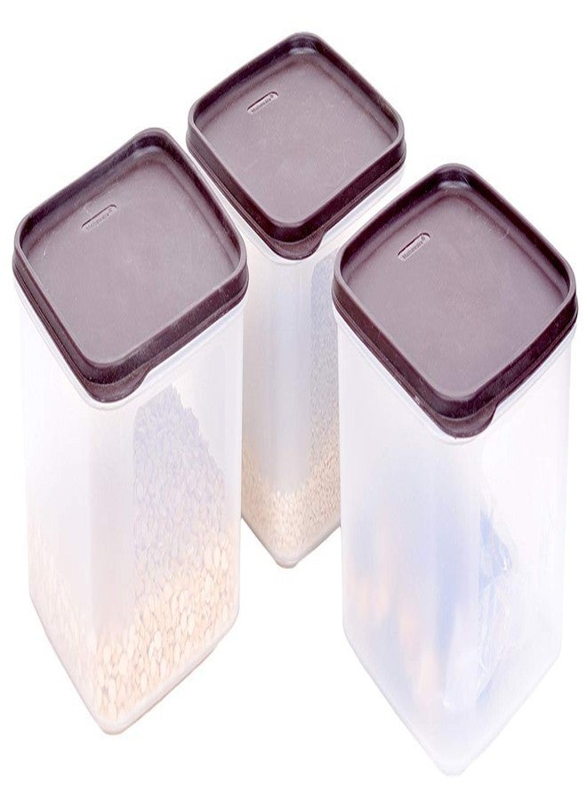 Mahaware Modular Square Plastic Kitchen Container Set, 2.5 litre, Set of 3, Brown - Image 4