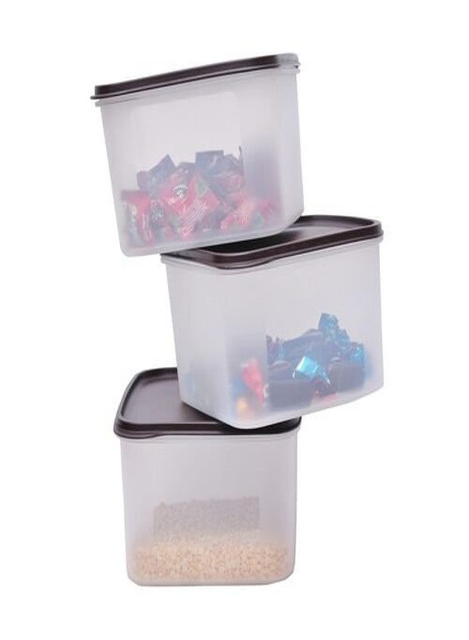 Mahaware Modular Square Plastic Kitchen Container Set, 2.5 litre, Set of 3, Brown - Image 5