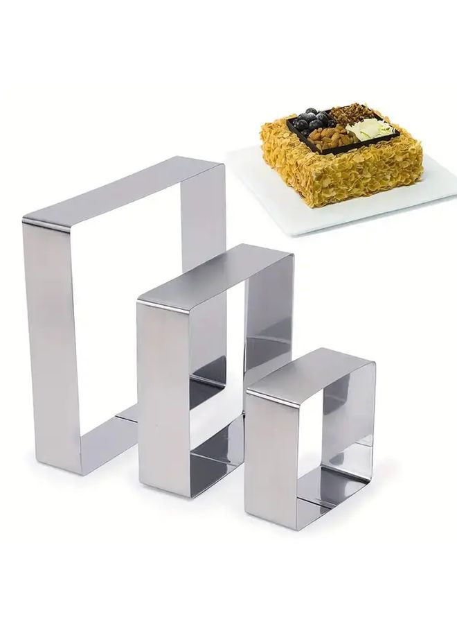 Stainless Steel Cake Ring Mold 3pcs Adjustable Layered Baking Tool - Image 5