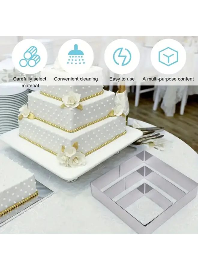 Stainless Steel Cake Ring Mold 3pcs Adjustable Layered Baking Tool - Image 4
