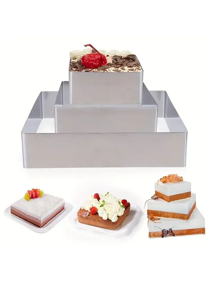 Stainless Steel Cake Ring Mold 3pcs Adjustable Layered Baking Tool - Image 2
