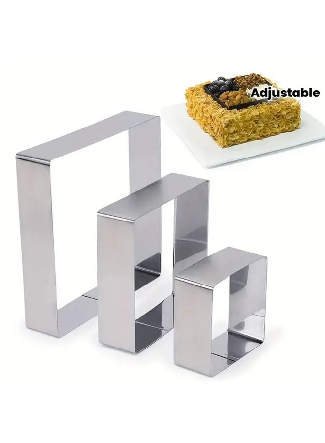 Stainless Steel Cake Ring Mold 3pcs Adjustable Layered Baking Tool - Image 1