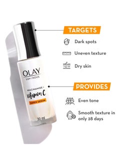 Olay Luminous Serum with Niacinamide Vitamin C For Even & Glowing Skin 30ml  - Image 3