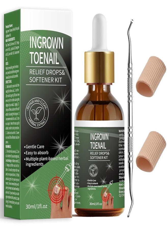 NWAKRD Ingrown Toenail Treatment - 30ml Softening & Conditioning Kit for Easy Trimming with Silicone Gel Toe Caps - Comprehensive Ingrown Toenail Removal Sol - Image 1