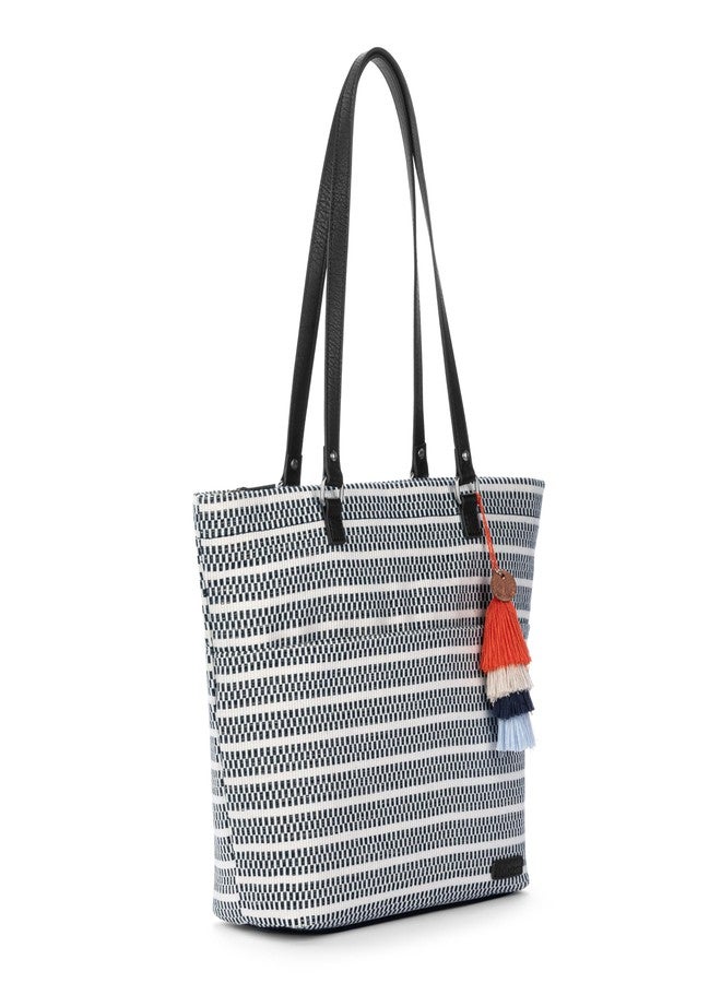 Sakroots Banyan Shoulder Tote - Spacious Everyday Bag with Comfortable Shoulder Straps, Zipper Closure & Multiple Pockets for Work, Travel or Casual Use - Black & White Woven - Image 3
