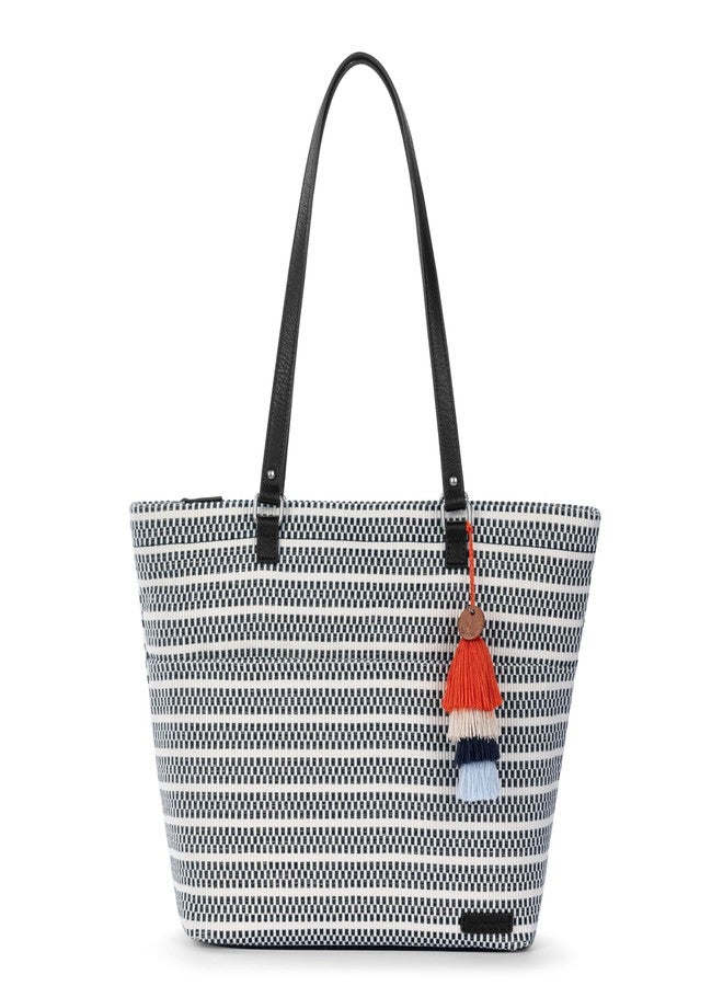 Sakroots Banyan Shoulder Tote - Spacious Everyday Bag with Comfortable Shoulder Straps, Zipper Closure & Multiple Pockets for Work, Travel or Casual Use - Black & White Woven - Image 1