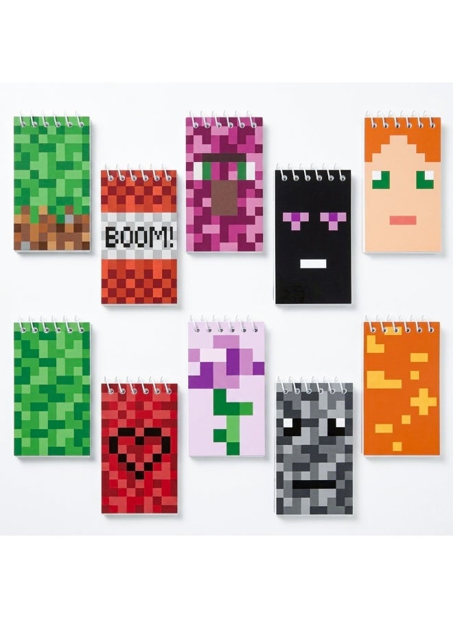 Minecraft Mini Notebooks Set, 10pcs Spiral Memo Books with 24 Pages Each, Blocky Pixel Art Notepads for Minecraft Party Favors, Kids Birthday Gifts & School Supplies - Image 1
