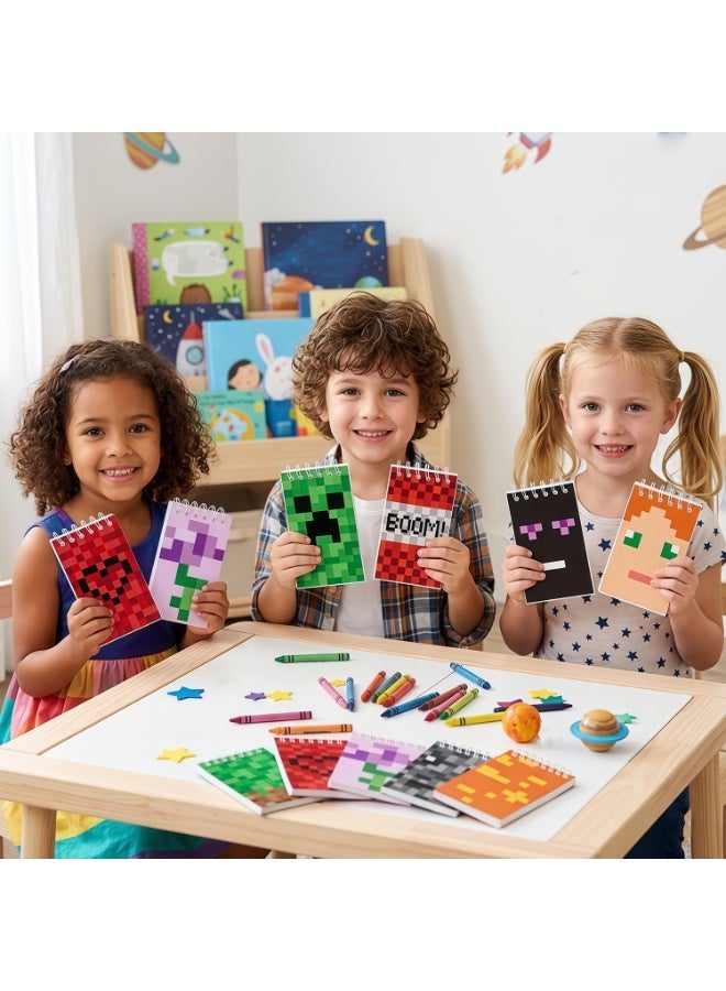 Minecraft Mini Notebooks Set, 10pcs Spiral Memo Books with 24 Pages Each, Blocky Pixel Art Notepads for Minecraft Party Favors, Kids Birthday Gifts & School Supplies - Image 5