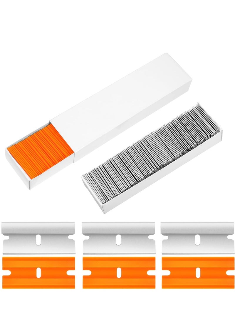 SYOSI Razor Blades, Scraper Tools, Cleaning Squeegee Tools Double Edge Plastic Blades, Single Edge Metal Blades for Scrapers, Cutting Tools Decal Label Adhesive Removal, Kitchen Cleaning Tools (Pack of 200)  - Image 1
