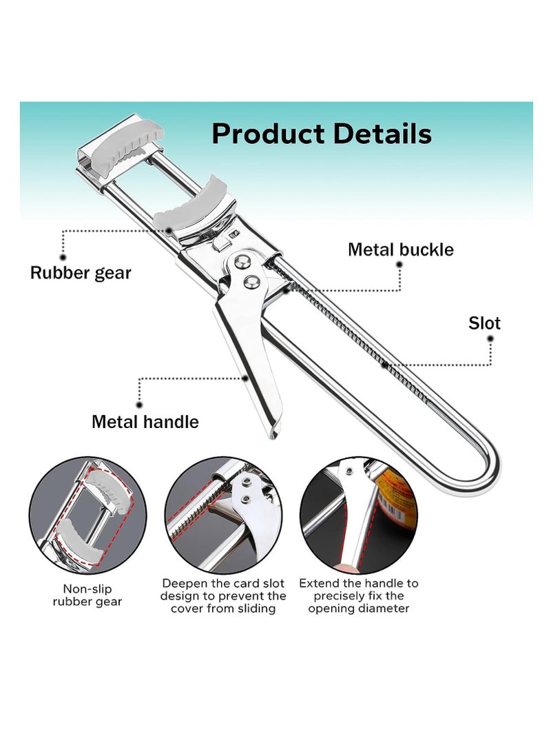 Barakah فتاحة برطمان قابلة للتعديل لليدين الضعيفة فتاحة برطمان سهلة لكبار السن الذين يعانون من التهاب المفاصل، فتاحة علب متعددة الوظائف من الفولاذ المقاوم للصدأ، مقبض غطاء البرطمان، فتاحة زجاجات يدوية، أدوات مطبخ (2 قطعة) - Image 5
