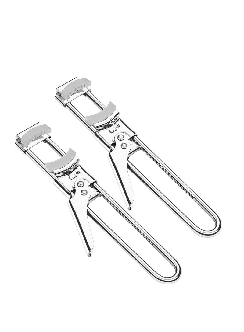 Barakah فتاحة برطمان قابلة للتعديل لليدين الضعيفة فتاحة برطمان سهلة لكبار السن الذين يعانون من التهاب المفاصل، فتاحة علب متعددة الوظائف من الفولاذ المقاوم للصدأ، مقبض غطاء البرطمان، فتاحة زجاجات يدوية، أدوات مطبخ (2 قطعة) - Image 1