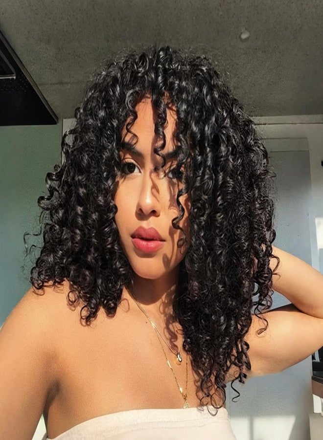 MODSIGHT Afro Curly Wig with Bangs for Black Women,Kinky Curly African American Natural Looking wigs for Women Daily Use(1B) - Image 1