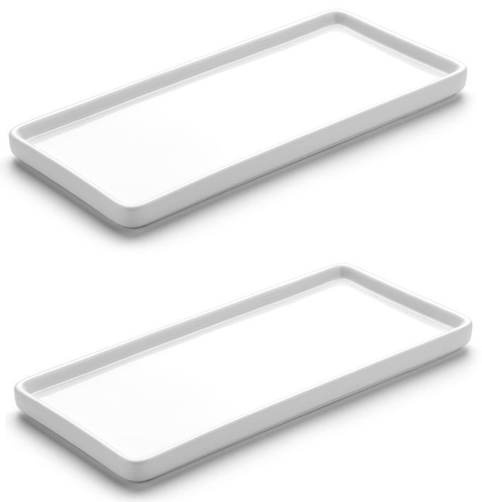 2 PACK 10 BATHROOM TRAY CERAMIC VANITY TRAYS FOR BATHROOM SMALL CERAMIC TRAYS KITCHEN SOAP TRAY FOR KITCHEN COUNTER WHITE 10SET2