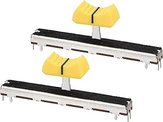 uxcell uxcell Fader Variable Resistors Mixer 75mm Straight Slide Potentiometer B10K Ohm Yellow Black Knobs 2pcs  - Image 1