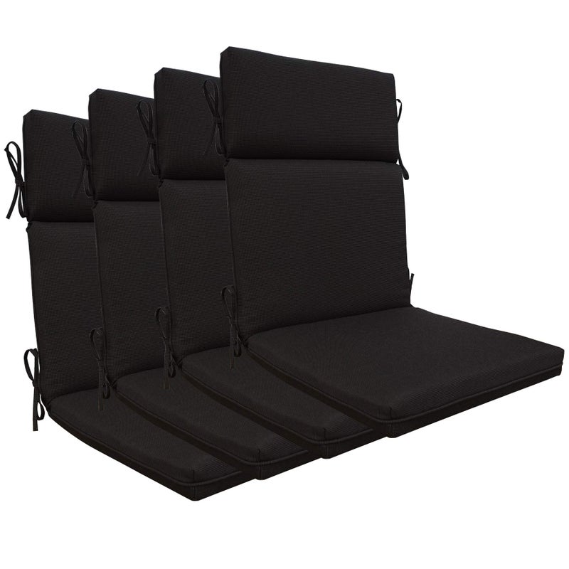 BOSSIMA Indoor Outdoor High Back Chair Cushions Replacement Patio Chair Seat Cushions Set of 4 Olefin Black
