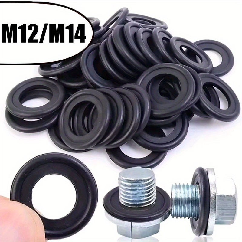30pcs M12 Oil Drain Plug Gasket Set Rubber Washer Replacement Engine Seal - Image 1