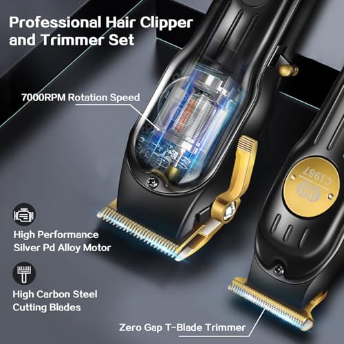 CIICII Mens Hair Clippers and Trimmers Set, Professional Cordless Barber Clippers for Hair Cutting Kit (Rechargeable USB Adjustable Beard & Hair Trimmer Haircut Kit) Clippers for Men DIY Home Salon - Image 3