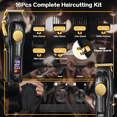 CIICII Mens Hair Clippers and Trimmers Set, Professional Cordless Barber Clippers for Hair Cutting Kit (Rechargeable USB Adjustable Beard & Hair Trimmer Haircut Kit) Clippers for Men DIY Home Salon - Image 4