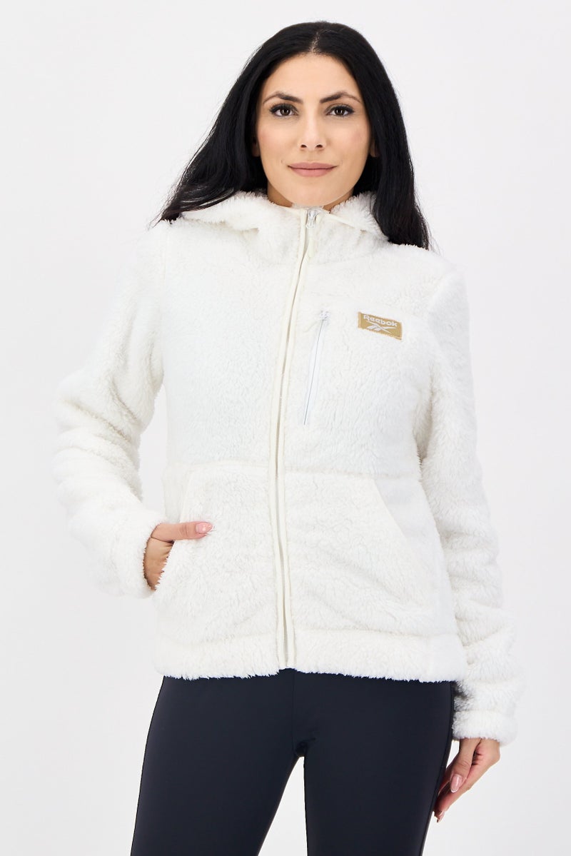 Reebok Women Sportswear Fit Long Sleeve Outdoor Hoodie, White - Image 1