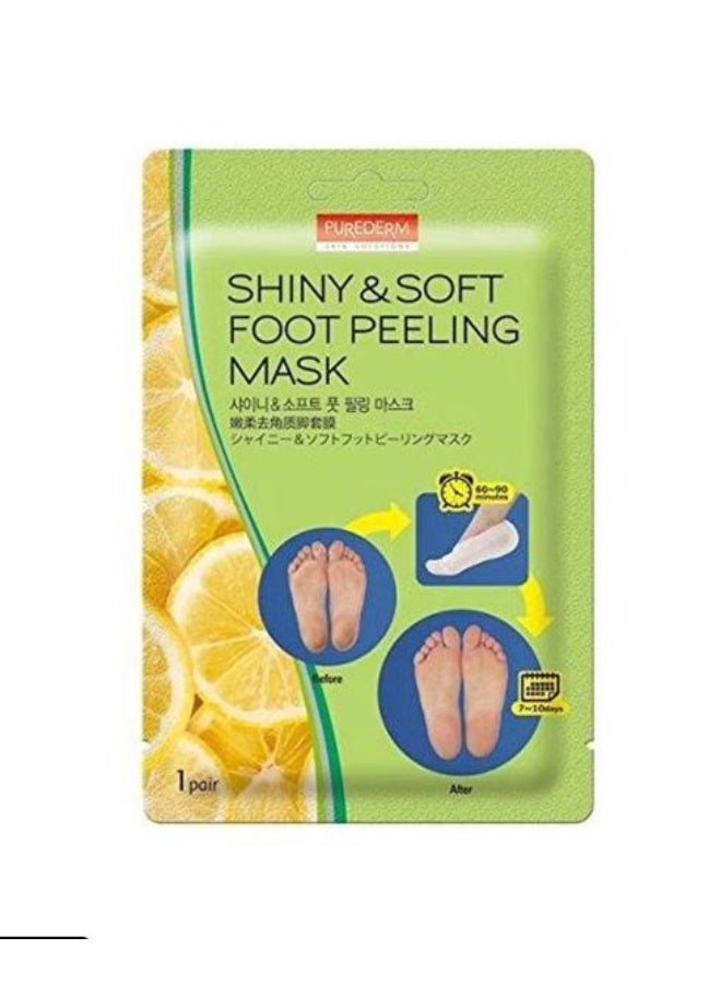 Purederm Shiny And Soft Foot Peeling Mask - 1 Pair White 1.4 X 8.6cm