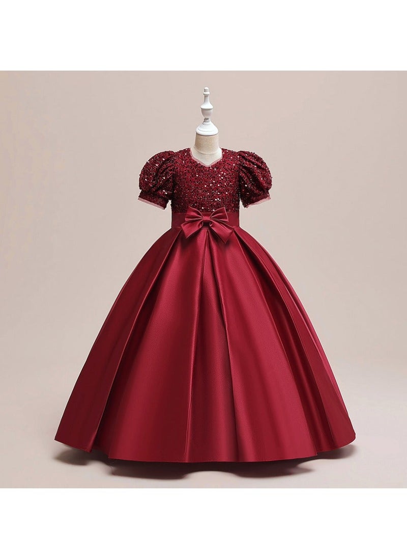 M MIAOYAN Children's Party Piano Performance Sequin Princess Dress - Image 1