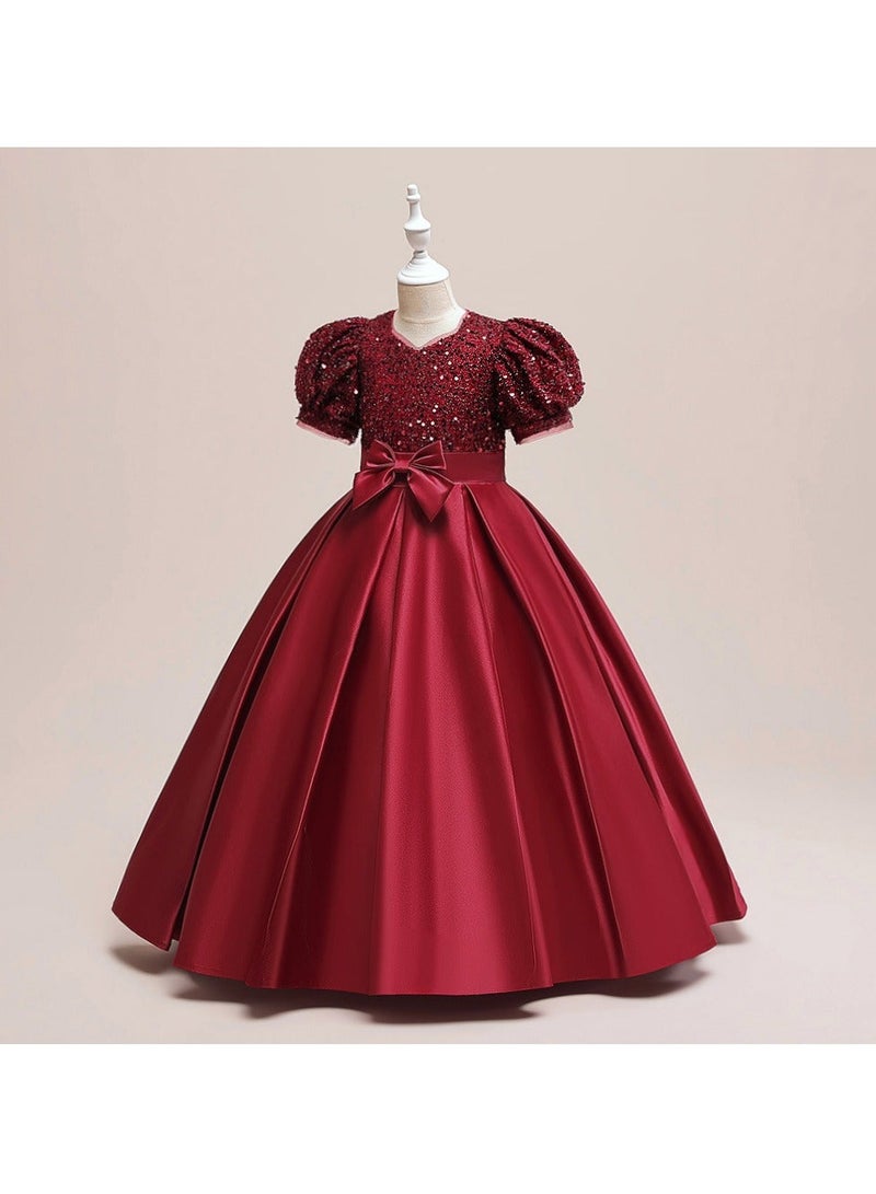 M MIAOYAN Children's Party Piano Performance Sequin Princess Dress - Image 2