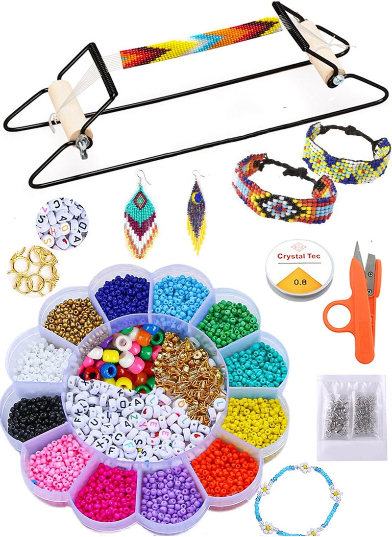 Mountain Gems Frame Bead Loom Kit for Beaded Bracelets Earrings Belts Making Includes Seed Beads  - Image 1