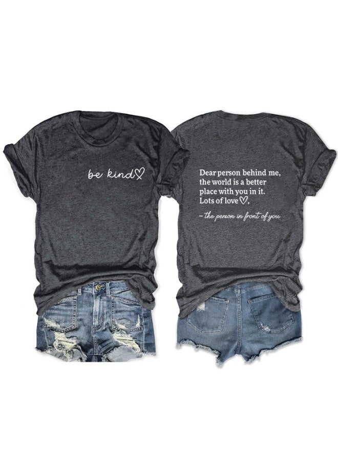 'Be Kind' Printed Women Graphic T-Shirts Casual Short Sleeve Tee Tops - Image 1