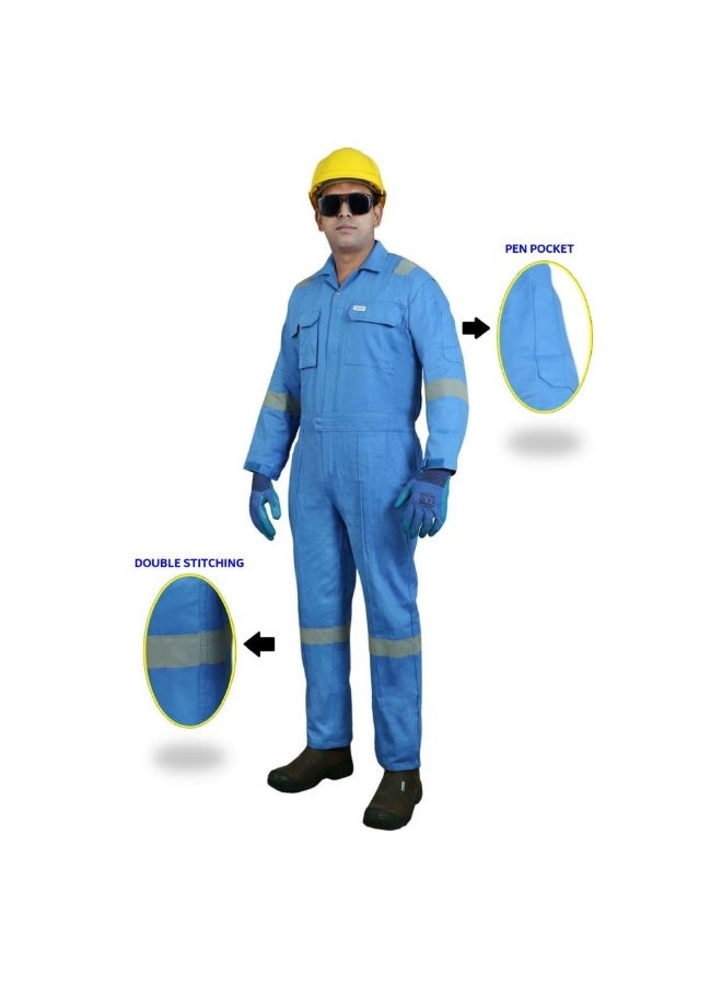 Vaultex IDA 240GSM Cotton Coverall , Petrol Blue, 4XL