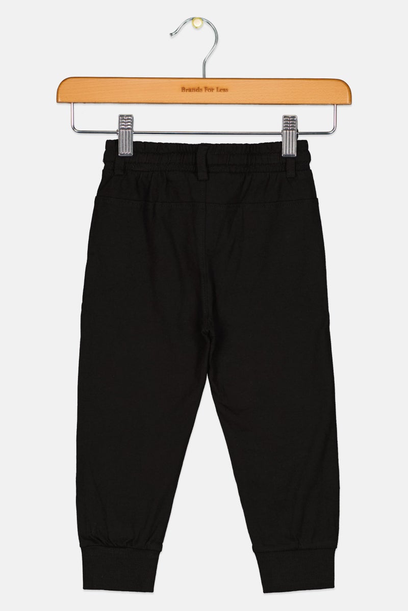 Fox Toddlers Boy Solid Drawstring Sweatpants, Black - Image 2