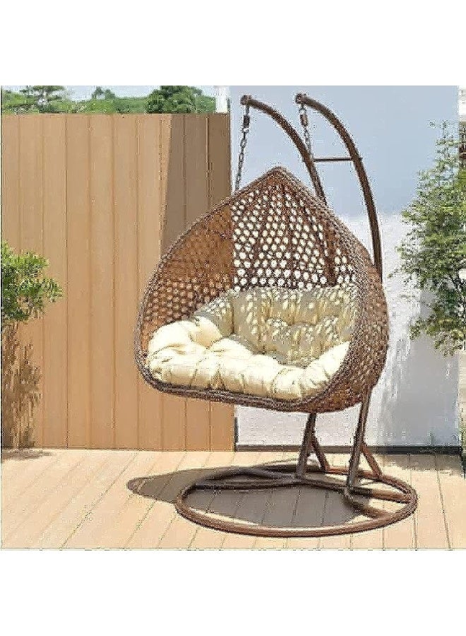 Yulan Double seater 2 Person Comfortable Hanging Chair Outdoor Patio Swing Rattan Hanging Chair Brown YL21031-493 - Image 1