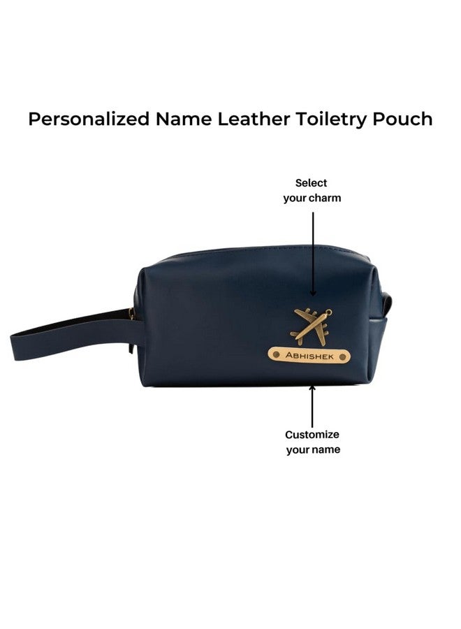 Aica Personalized Name & Charm Toiletry Bag/Pouch for Men & Women (Navy Blue) | Travels Office Trips Makeup Cosmetic Accessories Kit Toiletries Organizer Pouch Bag for Men Women Boys Girls - Image 2