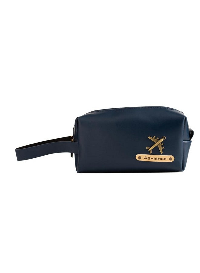 Aica Personalized Name & Charm Toiletry Bag/Pouch for Men & Women (Navy Blue) | Travels Office Trips Makeup Cosmetic Accessories Kit Toiletries Organizer Pouch Bag for Men Women Boys Girls - Image 1