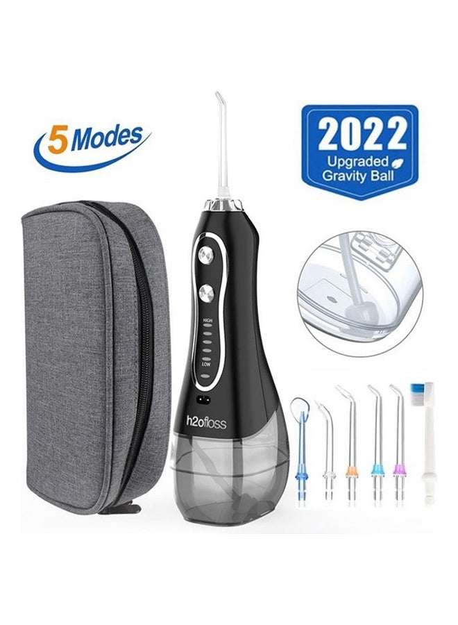 h2ofloss Water Flosser For Teeth Cordless 300Ml Portable Oral Irrigator Flosser 5 Cleaning Modes And 6 Jet Tips, Ipx7 Waterproof - Black - Image 2