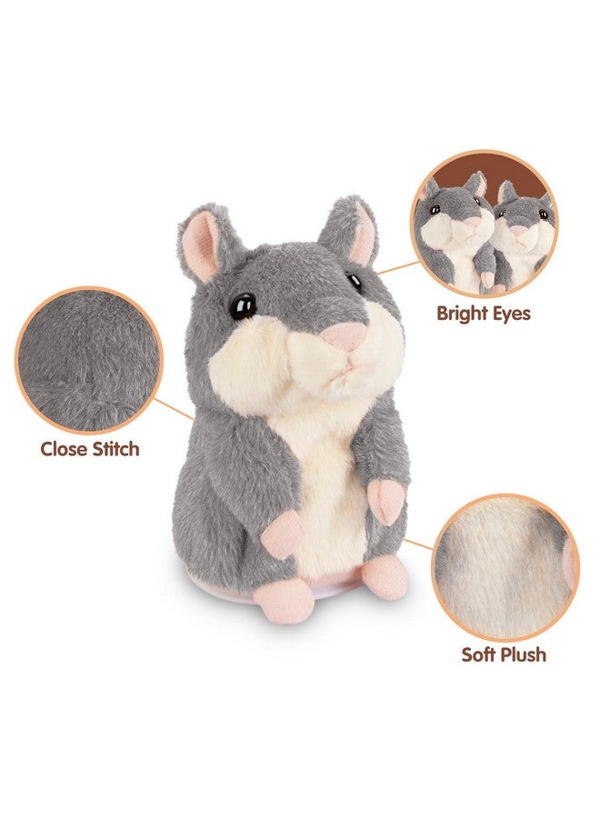 SANJOIN Kids Toddler Toys for Ages 2-4, Talking Hamster Repeats What You Say, Interactive Plush Repeating Toy for 2 3 4 5 6 8 Year Old Boy Girl Birthday Gift (Gray) - Image 5
