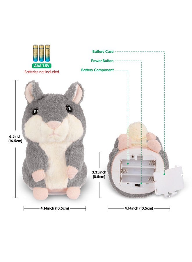 SANJOIN Kids Toddler Toys for Ages 2-4, Talking Hamster Repeats What You Say, Interactive Plush Repeating Toy for 2 3 4 5 6 8 Year Old Boy Girl Birthday Gift (Gray) - Image 4